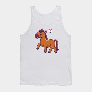 Cute Horse Walking Cartoon Tank Top